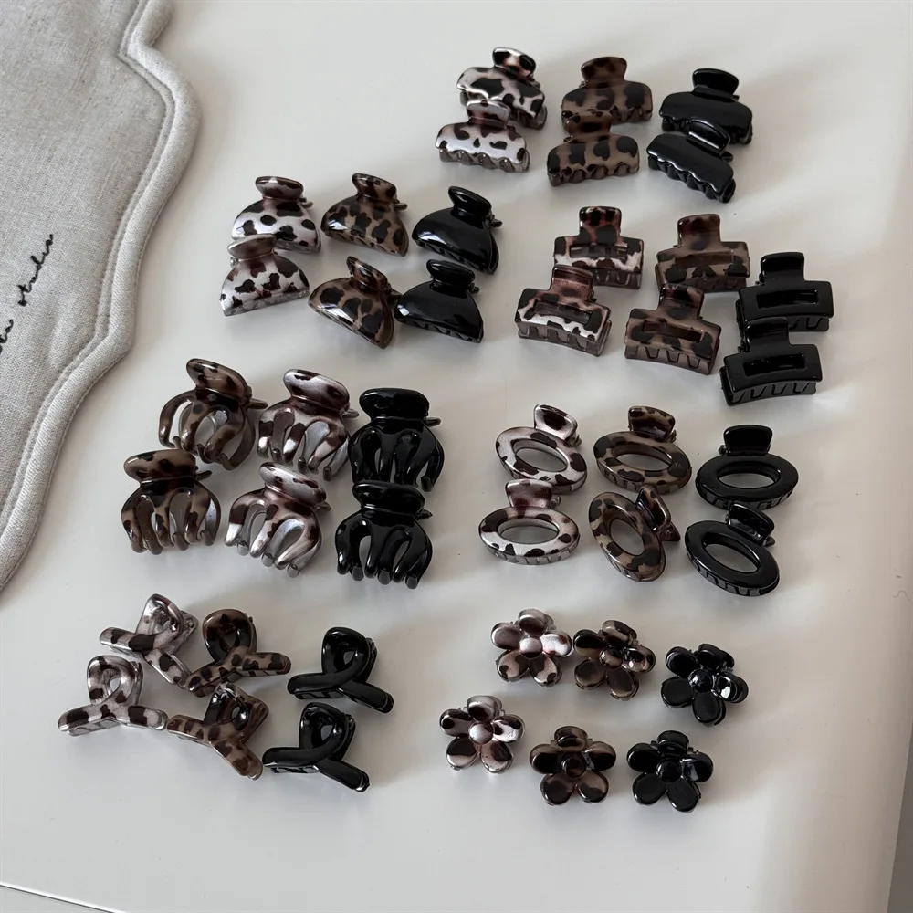 Korean Style Leopard Print Hair Claw Flower Bangs Clip Hair Accessories Set Small Clips