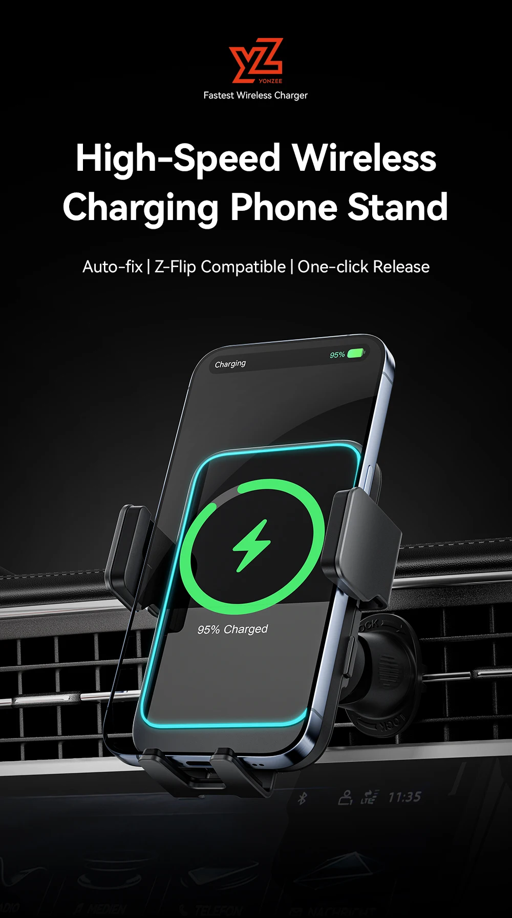 15W Car Phone Holder Wireless Fast Charging Stand Air Vent Mount For iPhone 16 1
