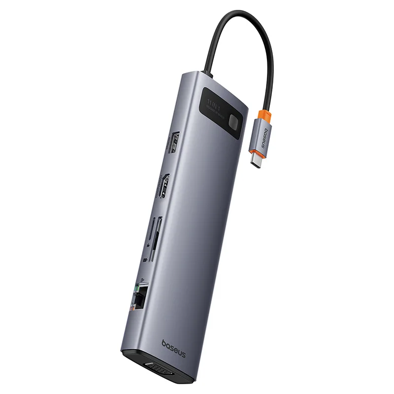Metal Gleam Series 11-in-1 Type-C Docking Station USB Adapter with USB2.0 USB3.0*3 PD100W USB-C HDMI-compatible SD/TF Card 2