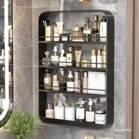 Wall Mounted Toiletries Cosmetic Storage Rack Kitchen Seasoning Bottle Storage Shelf  Box Wall Mounted Punch-free Makeup Racks 1