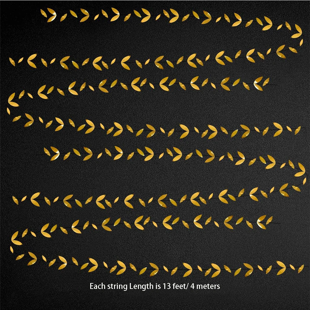 Birthday Streamers Christmas Decorations Party Decorations 13 Ft Mirror Gold Paper Leaf Garlands Leaves Streamer Decorations Hanging for Gold Birthday Baby Shower Wedding Xmas Party Decor
