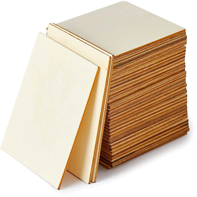20Pcs 10cm Wood Planks, Round Square Wood Chips DIY Wood Craft Material for Painting, Pyrography, Architectural Model Home Decor 1