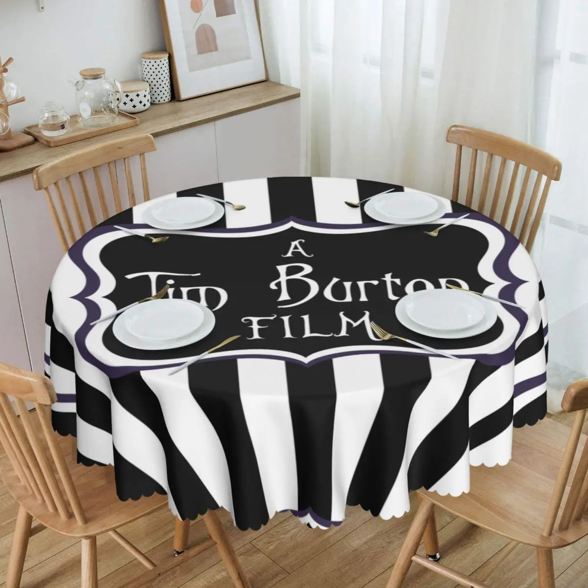 

Round Tablecloth Tablecloth 60 inch Kitchen Dinning Table Cloth Waterproof Horror Fantasy Movie Table Cover