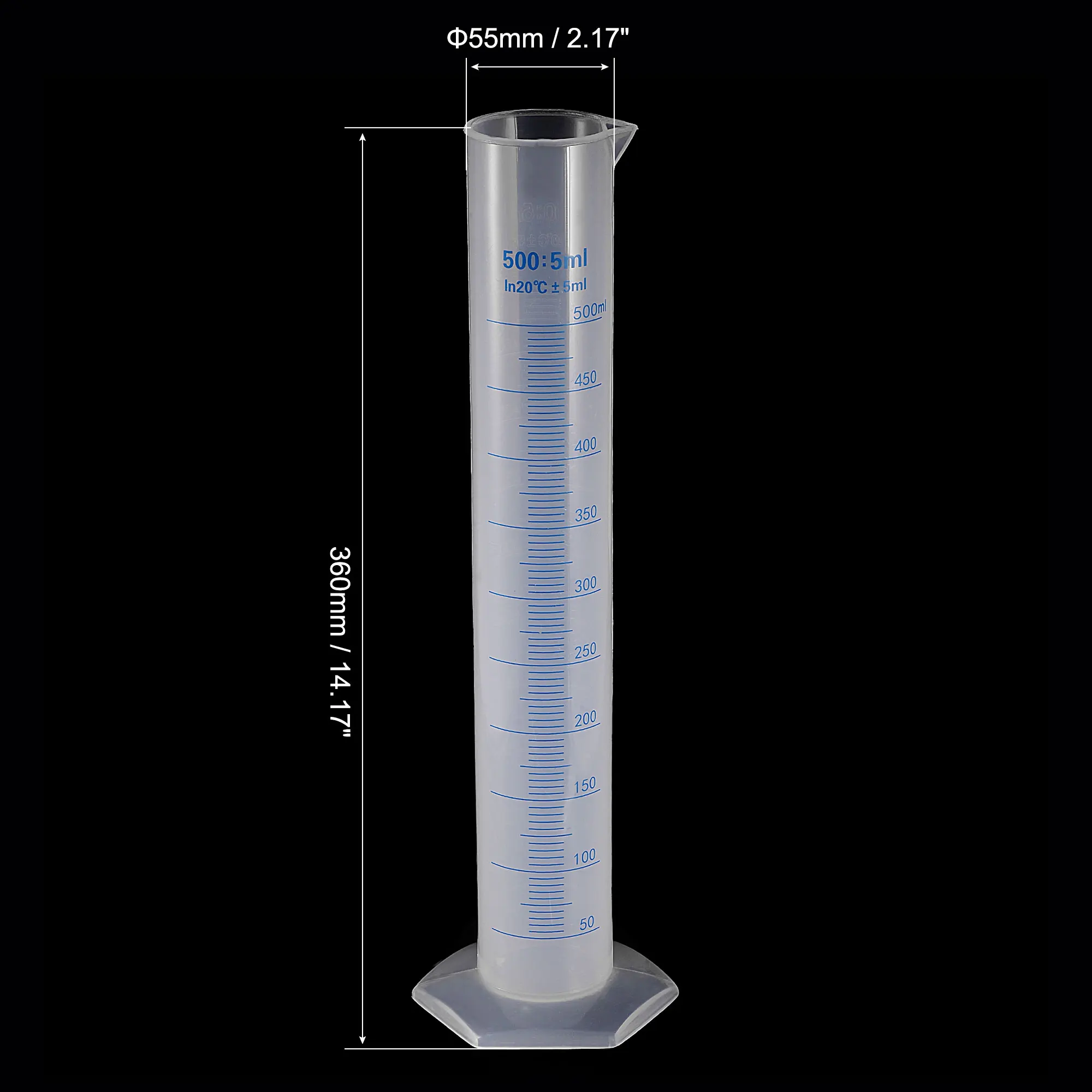 Plastic Graduated Cylinder 500ml Measuring Cylinder with 3 Transfer Pipette and 1 Brush 5in1 Set Measuring Tools for Science Lab