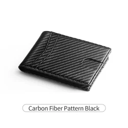 Sleek Ultra - Thin Carbon Fiber RFID Blocking Men's Wallet with Coin Purse & ID Window (Carbonblack)