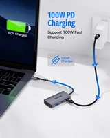 Forida USB C HUB 4 in 1 Ports Dongle with USB 3.0 5Gbps 4K HDMI VGA 100W PD Charging Adapter For MacBook Laptop PC 2