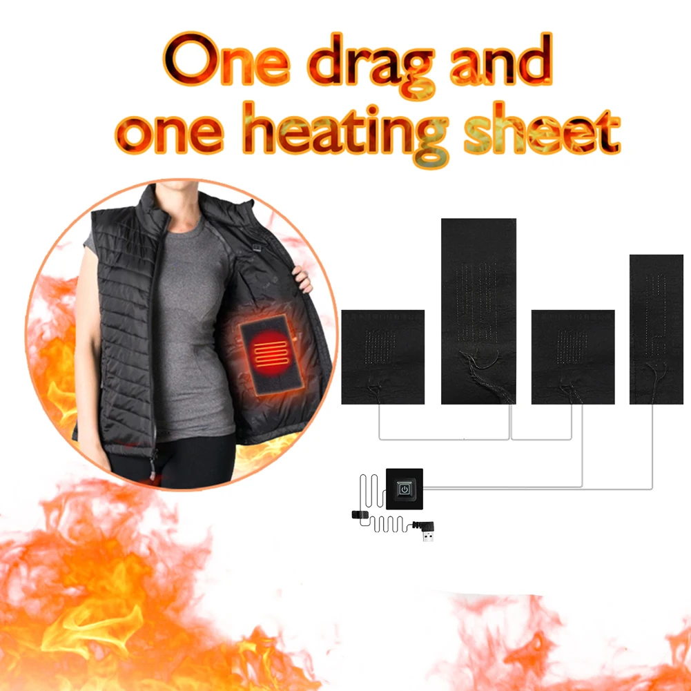 1 Set DIY USB Electric Heated Jacket Heating Pad Themal Warm Winter Heating Vest Pads For Outdoor Heated Clothing 5/4/2 Sheets