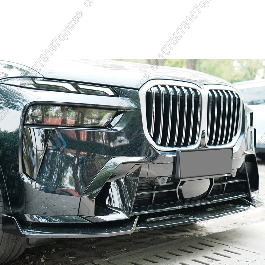 Car Front Lower Bumper Diffuser Protector Cover Body Kits For BMW G07 X7 LCI -+ 3PCS Black Bumper Lip Spoiler Splitter