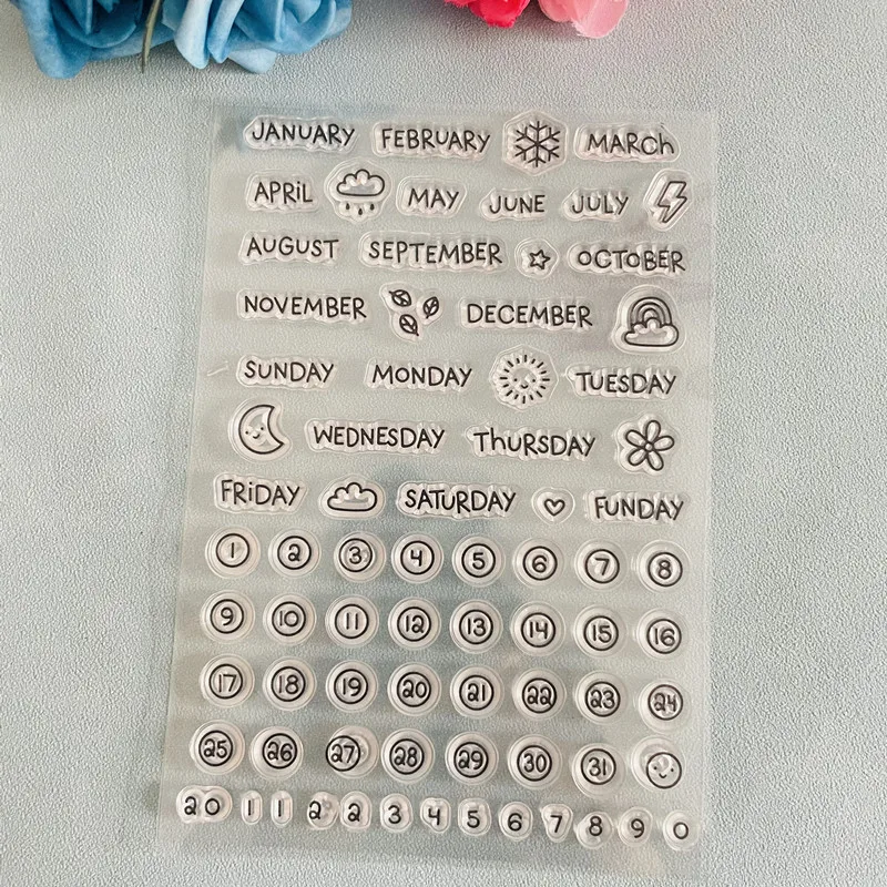 planner calendar week month Clear Stamp Transparent Silicone Stamp Seal Sheet For Scrapbooking Photo Album Decoration