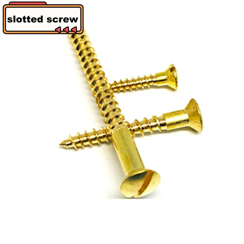 1050pcsBrassCooperPureSolidTrussSlottedDriveHeadHalfCountersunkHeadWoodScrew