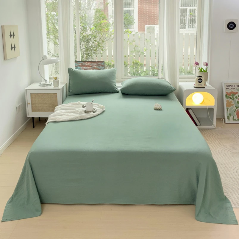 

Flat Bed Sheet Soft Comfortable Top Sheet Fade Resistant Bed Sheet King Size Foldable Bed Cover Bedding