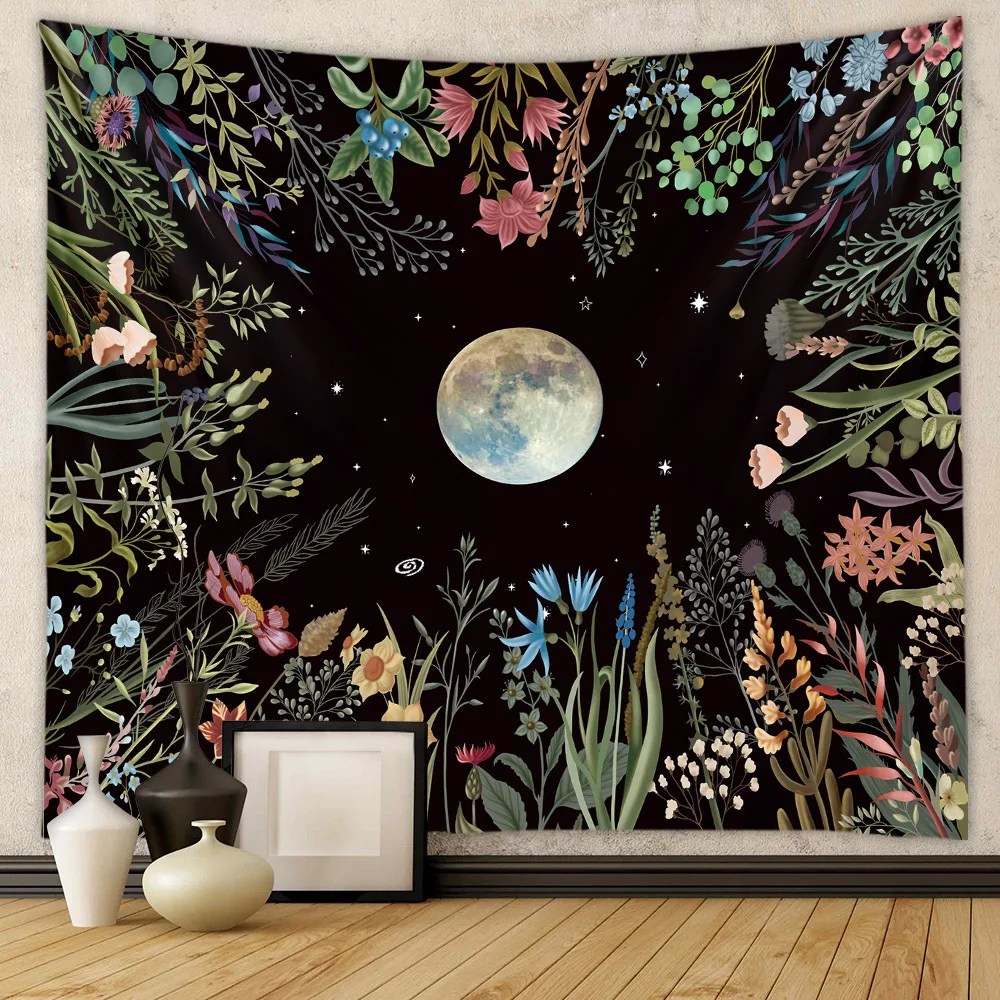 Moon Phase Tapestry Wall Hanging Sun Mandala Celestial Hippie Carp Tapestry Decor