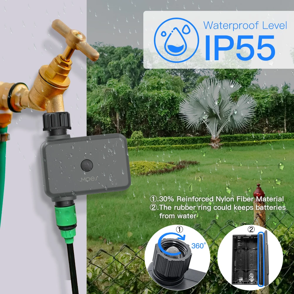 Smart Tuya Bluetooth Water Timer Rain Delay Programmable Irrigation Timer with Automatic and Manual Watering Hub Required