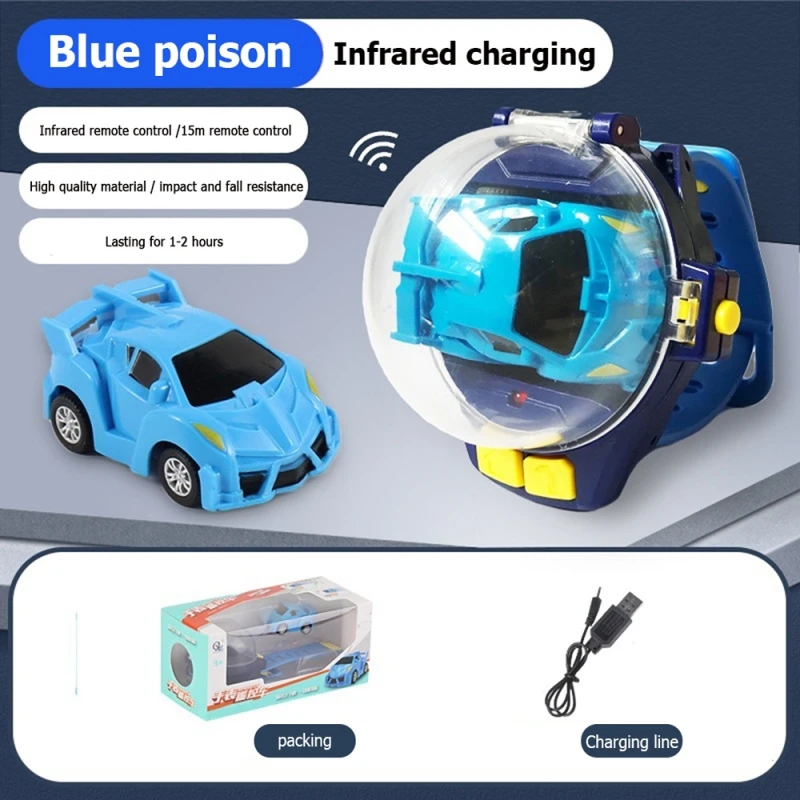 2.4G Kids Mini Watch Remote Control Car Toy Portable USB Charging Cartoon Remote Control Car Watch Toy Kids Birthday Gift 2