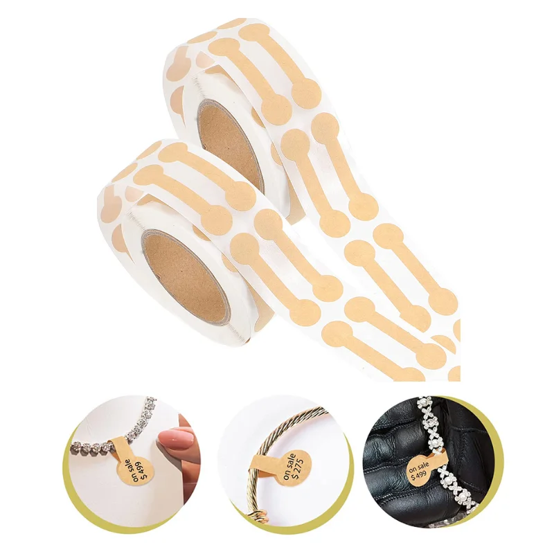 

500Pcs/Roll Portable Blank Paper Jewelry Price Tag 11x42mm White Kraft Self-Sticker Label Tool Ring Bracelet Jewelry Reatil Tag