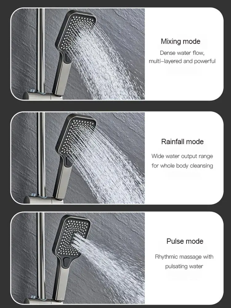 Digital display smart showerhead Set LED Brass Taps Stainless Steel Spray Grey Smart Shower Head shower head,shower set
