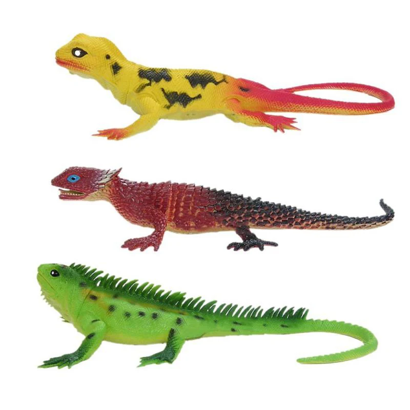 Lifelike Shape Rubber Lizards Rubber Vocal Animal Model Zoo