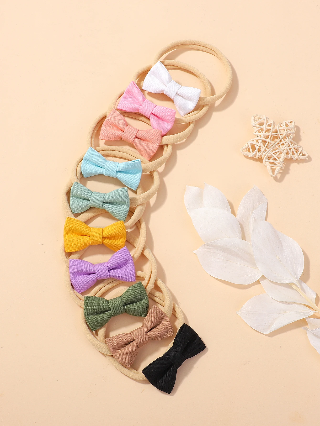 10Pcs 귀여운 나일론  활 머리띠  소녀를위한 탄성 헤어 밴드 를위한 공주 Bowknot 헤어 액세서리