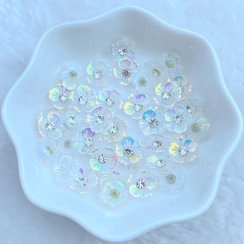 30pcs 새로운 귀여운 미니 반짝 이는 다이아몬드 꽃 네일 라인 석 보석 반짝이 네일 아트 쥬얼리 매니큐어 네일 장식 Accessorie