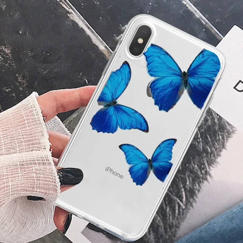 Vibrant Butterfly Design Soft Transparent Phone Case Cover