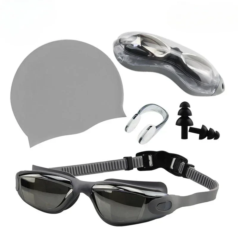 Silicone Swimming Cap Electroplating High Definition Swimming Set Goggles Set for Adults Men and Women goggles swimming goggles
