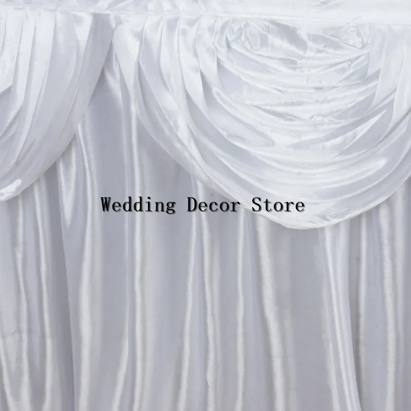 3M/10FT Length Transparent Ice Silk Table Skirt Tablecloth Skirting With Top Swag Drape For Wedding Event Party Decoration