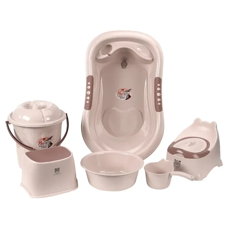 Highly Durable Bathtub Set, 7 Piece Set Plastic Bath Set with Non-Slip Tub and Toddler Bath Seat, Gift