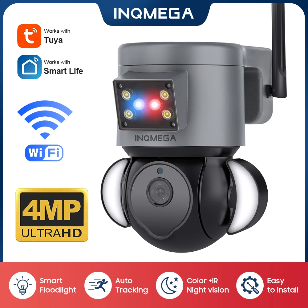 Inqmgea 4Mp Wifi Survalance Camera Smart Home Wireless Outdoor Camera Può Essere Inserito Sd Card Cctv Camera Wifi Con Luce Di Allarme
