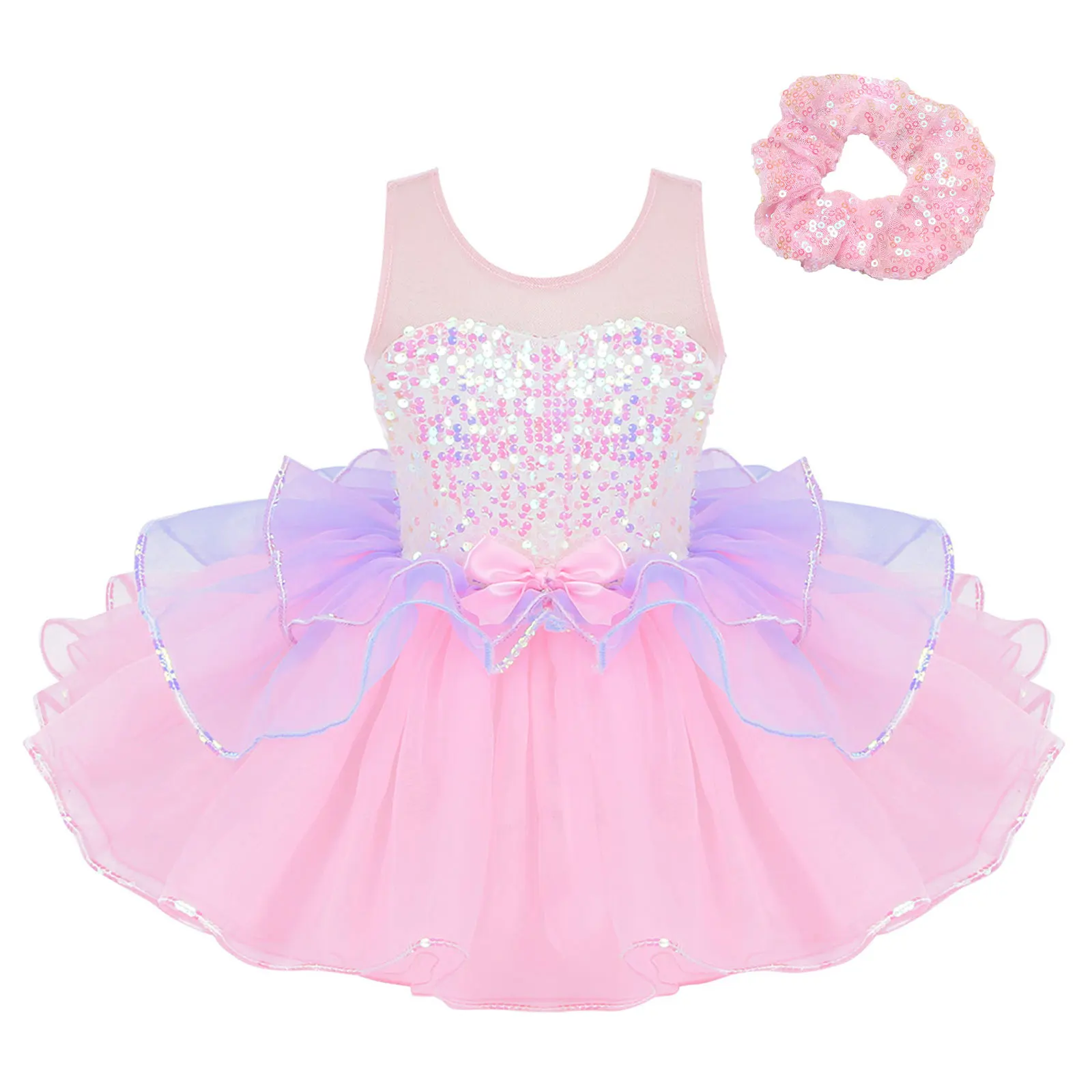 

ZDHoor Kids Girls Sequins Ball Gown 3 to 14 Years Princess Dress Sleeveless Bowknot Tutu Dress with Sequins Hair Tie Headwear