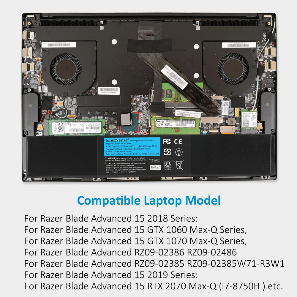 Bateria do Portátil para Razer Blade Stealth 15 20232023 Rtx 2070 Max-q Rz09-02386 Rz09-02385w71-r3w1 Rz09-0288 Kingsener-rc300248 - Imagem 5