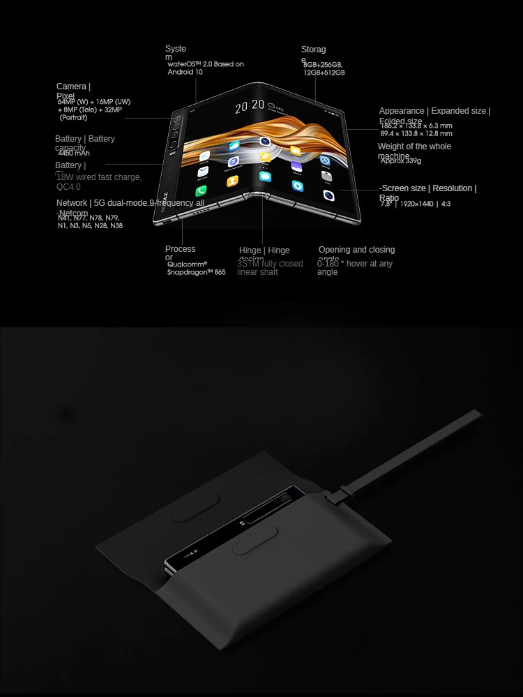 Royole Flexpai 2 Smart 8GB+256GB Support English And 5G Smart Foldable Flexpai2 Product For People Folding Touch Panel