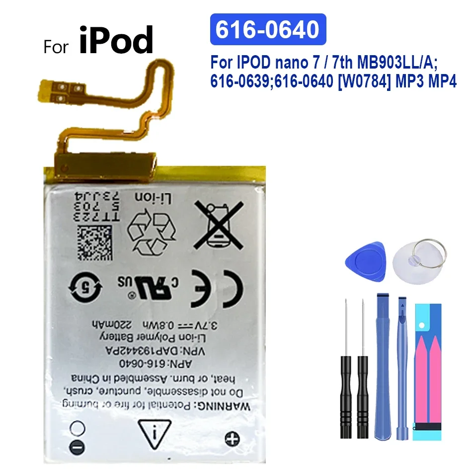 616-0640 Batteria Mp3 Per Apple Ipod Nano 7/7Th Mb903Ll/A;616-0639;616-0640 [W0784] Mp3 Mp4/Nano 4 4Th 6 6Th Gen 8Gb 16Gb
