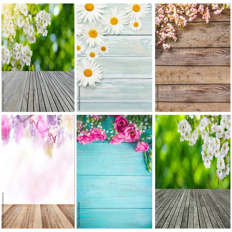 

SHENGYONGBAO Art Fabric Photography Backdrops Props Flower Wood Planks Photo Studio Background 2211 HBB-09