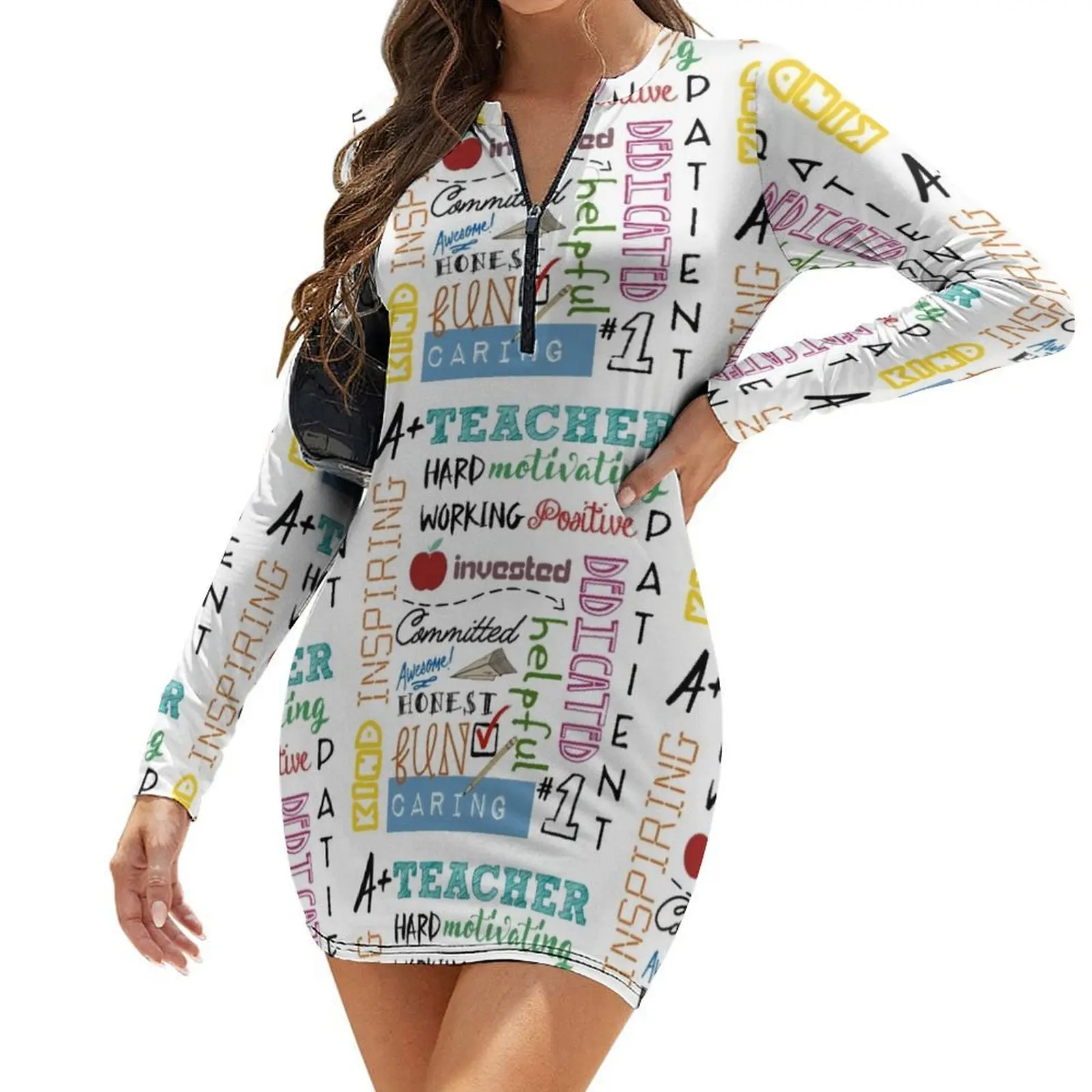 

A+ Teacher Long-Sleeve Bodycon Dress african dresses for woman dress for woman