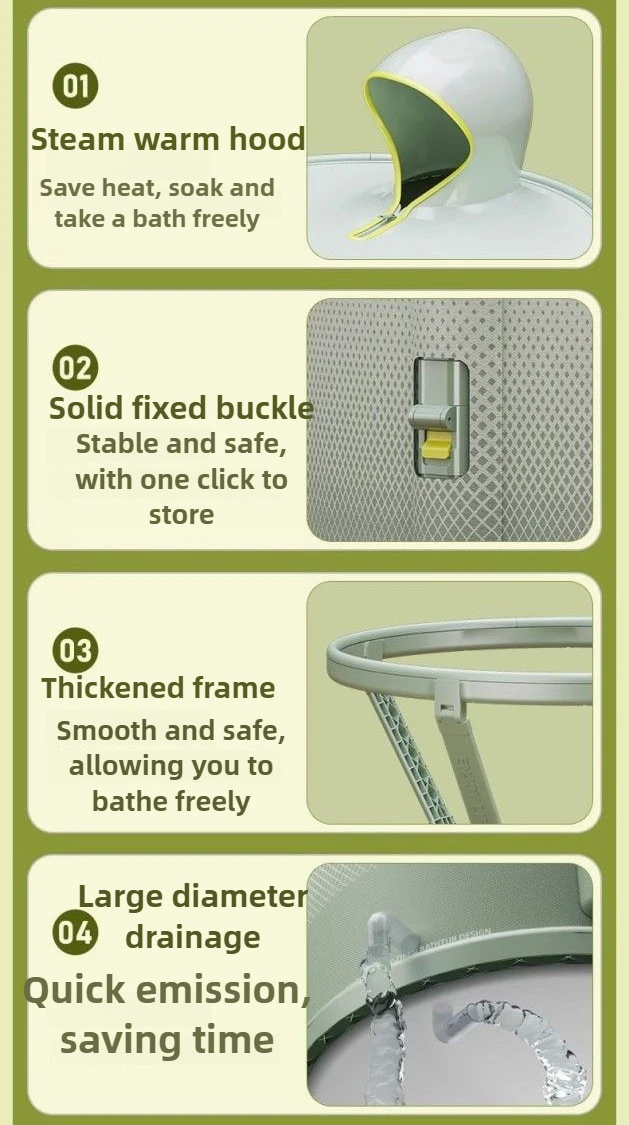 220V Constant Temperature Heating Bath Bucket Foldable Bath Bucket Children and Adults Sweat Sauna Heating