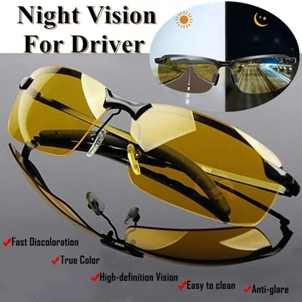 Yellow High-end Night Vision Driving Glasses Polarized UV Sunglasses PC  Ultralight Driver Mirror Outdoor Driving