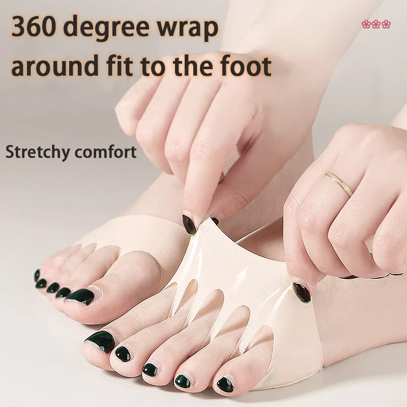 2Pair Women High Heels Non-slip Forefoot Cushion Breathable Ice Silk Invisible Sock Cushion Foot Pain Relief Forefoot