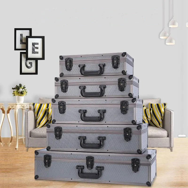 

Toolbox Large Portable Aluminum Alloy Document Hardware Storage and Sorting Household Lockable Anti-theft Shockproof Portable