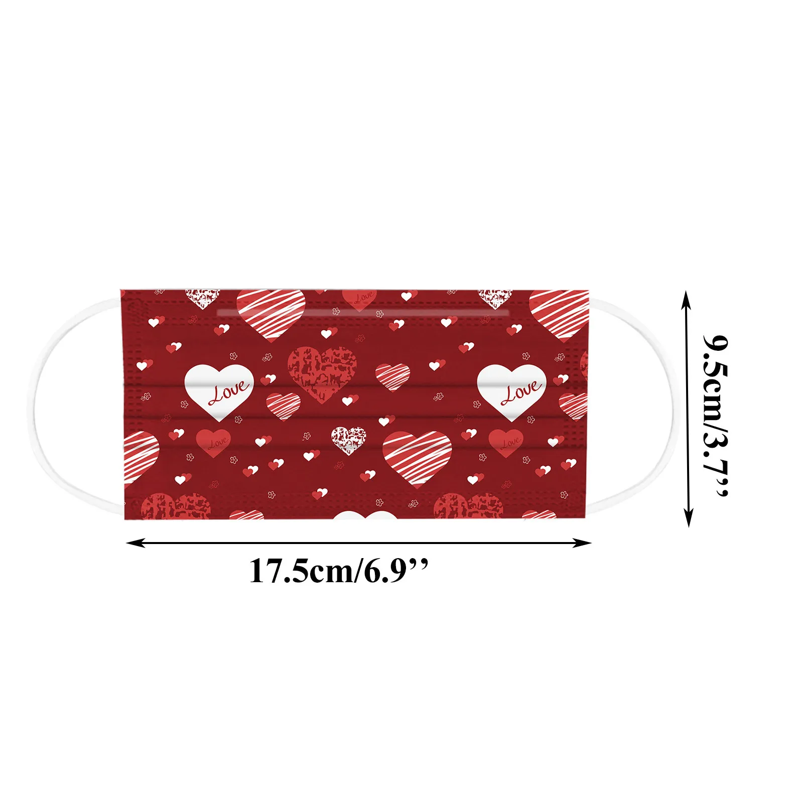 10pcs Adult Mask Valentine's Day Disposable Face Mask Lover Heart Print Industrial 3Ply Ear Loop Mask mascarillas cubrebocas  6