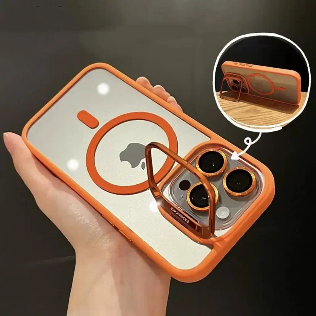 MagSafe Magnetic Lens Protection Phone Case with Transparent Metal Ring Cover