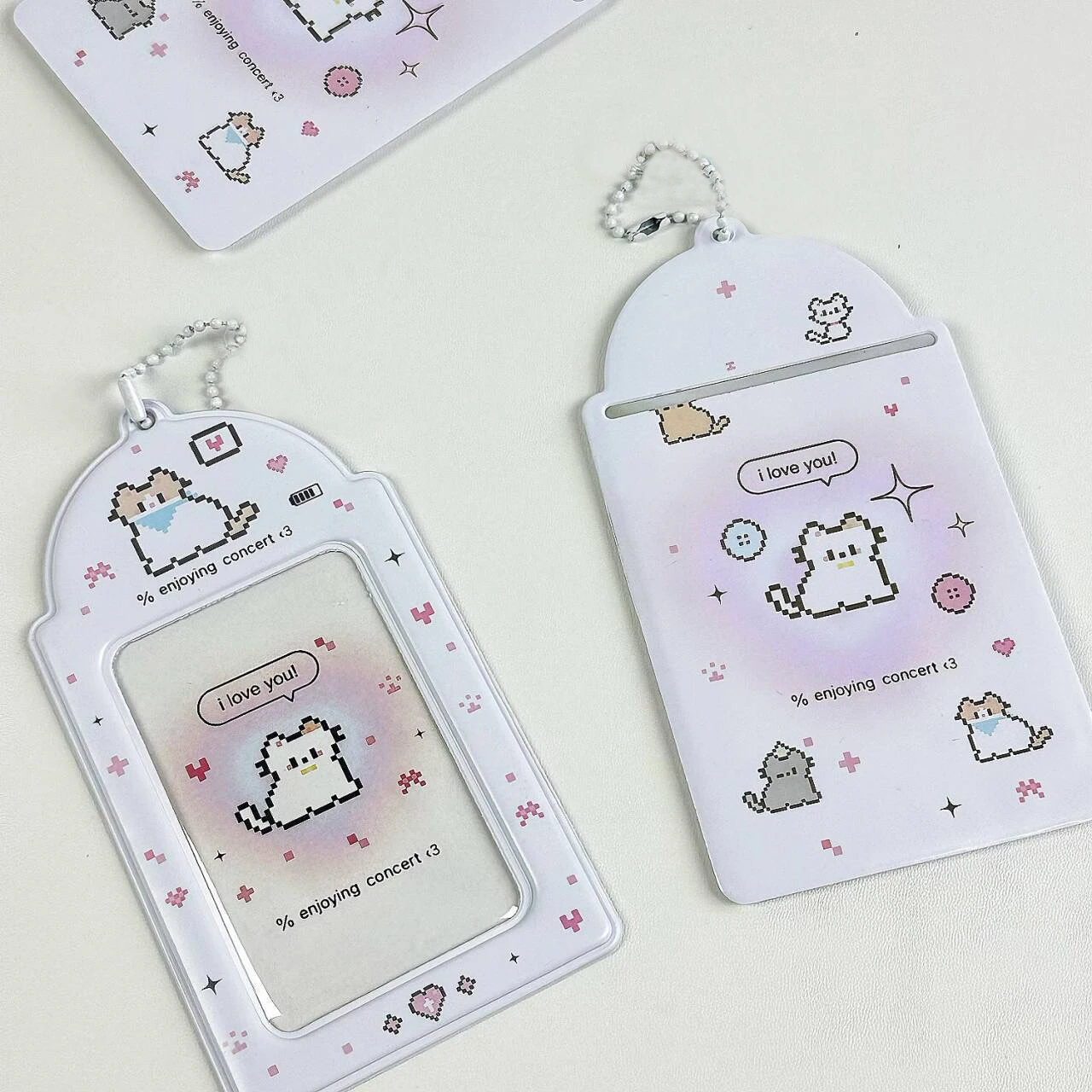 1pcs Keychain Stationery ID Card Cover Bag Pendant Card Holder Cartoon Card Protective Sleeve 2