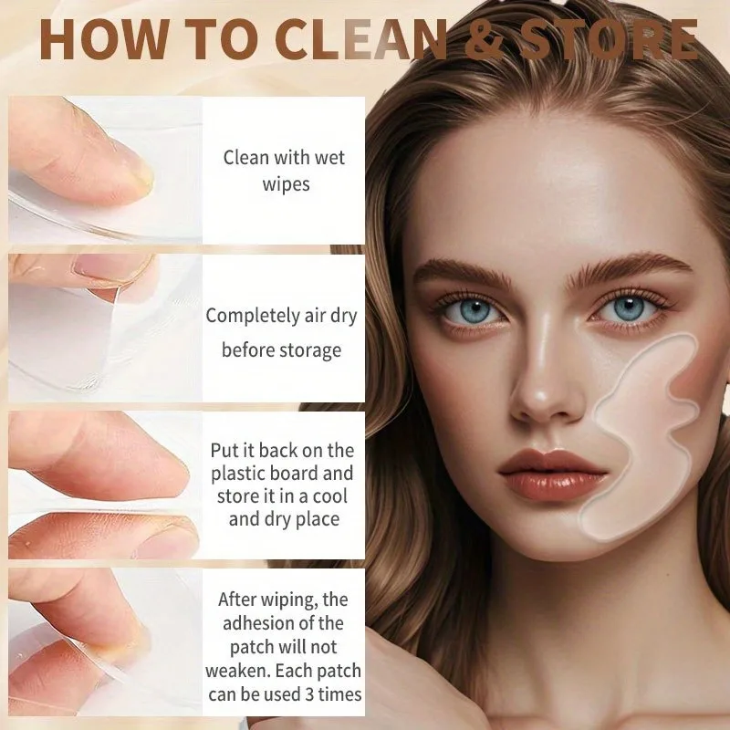 Reusable Silicone Facial Patches for Smile Lines & Chin Anti-Wrinkle Skin Lifting Overnight Facial Patches Reduce Fine Lines