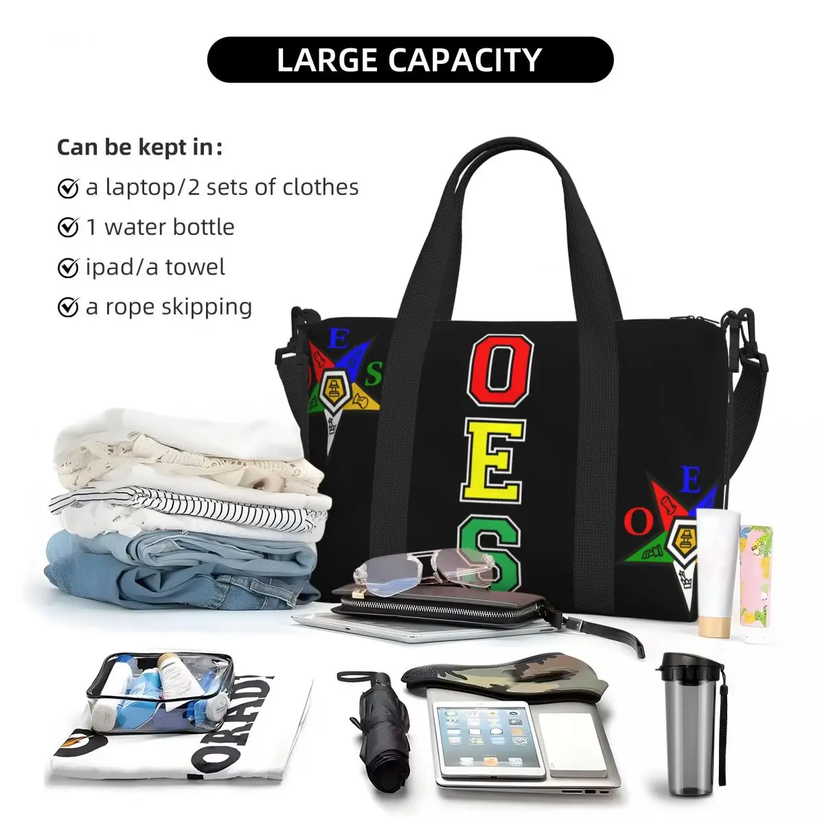 Oes Order Of The Eastern Star Beach Tote Bag Women Sistars Large Compartment Beach Gym Travel Bags