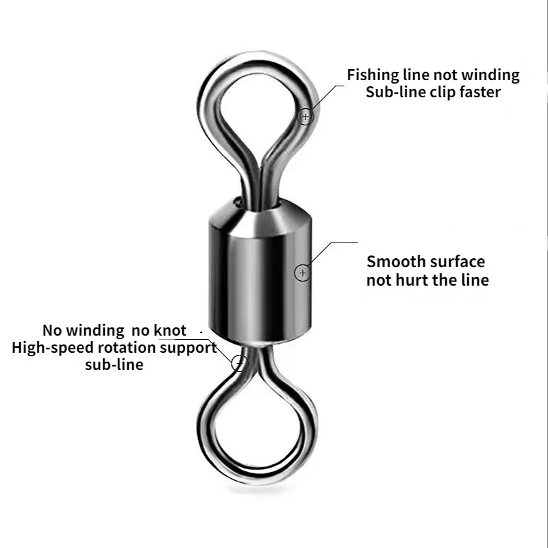 20/50/100PCS Fishing Connector Accessories Swivel Fhising Hooks Line Connectors Stainless Steel Fish Tackle fishing tools fishing accessories fishing line connectors fishing swivels fishing tackle fishing hook