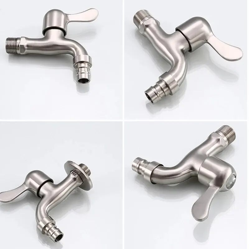 Bathroom Faucet Washing Machine Faucet Water Tap Faucet 304 Stainless Steel Wall Mounted