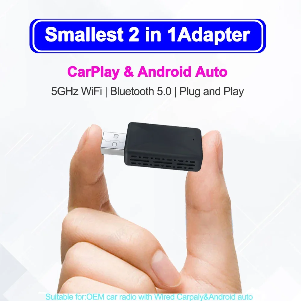 Wireless Carplay Android Auto Wireless Adapter Smart Dongle 2In 1 Per Wired Cp Aa Connect Plug & Play