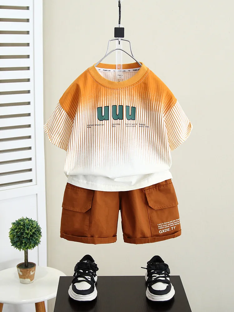 

Summer Cotton baby Boys Clothes Sets Fashion Toddlers Boys T-shirt + Shorts 2pcs Outfit Casual Boys Suits 2-11 Years