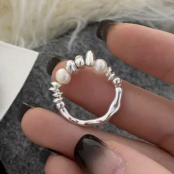 Elegant Silver Freshwater Pearl Adjustable Ring - Minimalist Fashion Jewelry - Resizable (RT858S)
