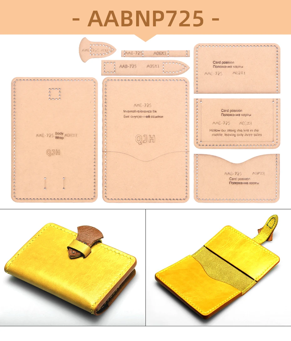 Qjh personal isierte Leder Brieftasche Muster Karten tasche große Kapazität Handtasche Schnitt muster Kraft papier Vorlage Näh zubehör – Detail 7
