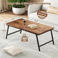 Folding Coffee Table, Leg Latches Portable Sturdy Floor Table Desk for Sitting on The Floor, Café Tables 1